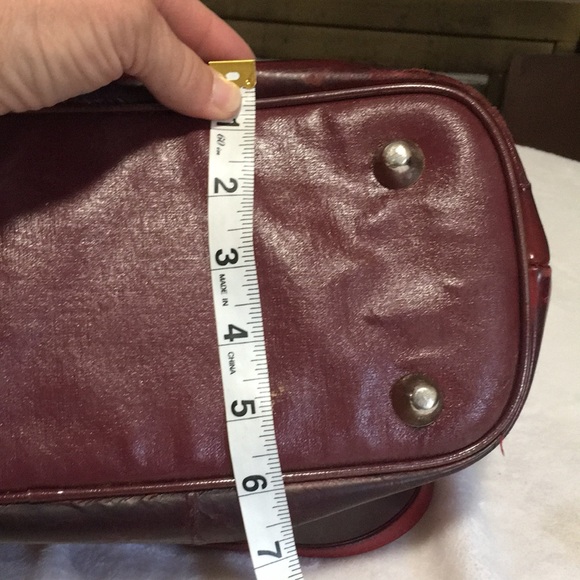 Burgundy eel skin satchel handbag short handle shoulder strap & matching wallet - Picture 9 of 14